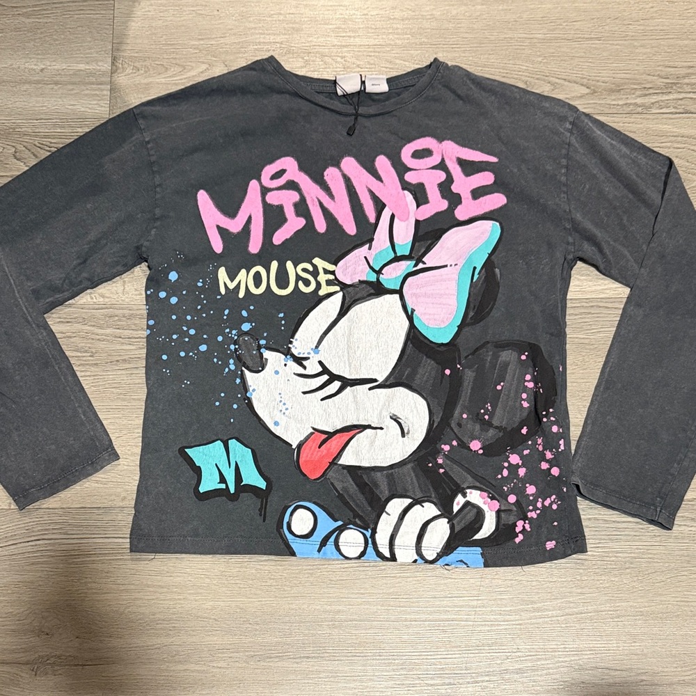 Zara Minnie Mouse Long Sleeve Tee - Black and Pink
